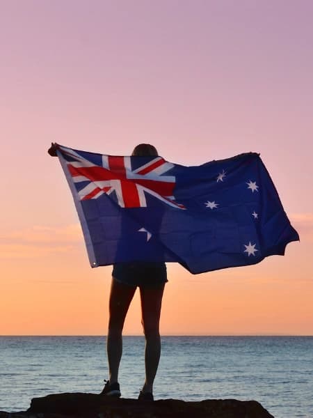 Person holding Australian Flag