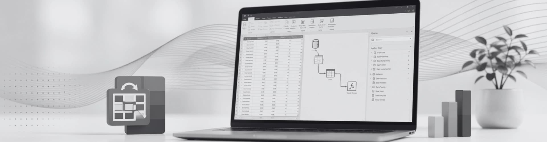 laptop with Power Query displayed